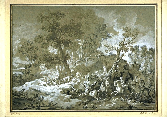 La chasse au loup, l'hallali - XVIIIe siècle - © Joconde - RMN - Musée du Louvre